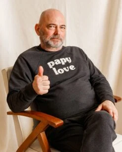 Le Sweat Brodé Papy Love En Coton Bio - Gris Anthracite -Bijoux Magasin le sweat brode papy love en coton bio gris anthracite 5