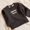 Le Sweat Brodé Sister Love En Coton Bio - Gris Anthracite -Bijoux Magasin le sweat brode sister love en coton bio gris anthracite 1