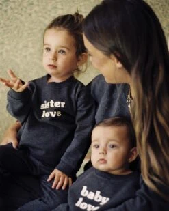 Le Sweat Brodé Sister Love En Coton Bio - Gris Anthracite -Bijoux Magasin le sweat brode sister love en coton bio gris anthracite 3