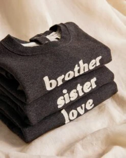 Le Sweat Brodé Sister Love En Coton Bio - Gris Anthracite -Bijoux Magasin le sweat brode sister love en coton bio gris anthracite 4