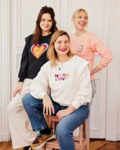 Le Sweat Club Love Love Love Femme En Coton Bio - Rose -Bijoux Magasin le sweat club love love love femme en coton bio creme 20