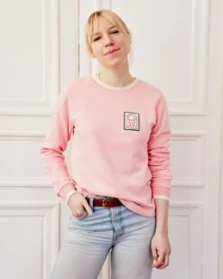 Le Sweat Club Love Love Love Femme En Coton Bio - Rose