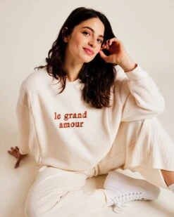 Le Duo De Sweats Le Grand Amour - Allaitement X Mini -Bijoux Magasin le sweat dallaitement brode le grand amour en polaire recyclee creme 11