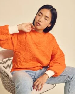 Le Sweat Simone Matelassé Soleils - Orange