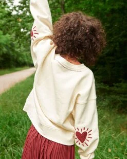 Le Duo De Sweats Coeur Solaire Avec Coudières - Crème -Bijoux Magasin le sweat soleil de ma vie femme avec coudieres en coton bio creme 9