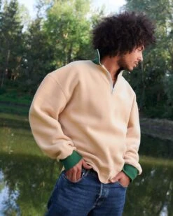 Le Sweat Stan En Polaire Recyclée Et Col Zippé - Latte -Bijoux Magasin le sweat stan en polaire recyclee et col zippe latte 12