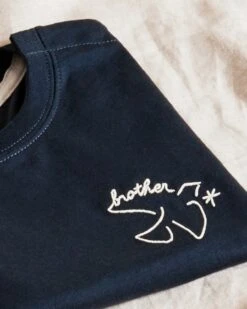 Le T-shirt Brodé Brother Bird En Coton Bio - Charbon -Bijoux Magasin le t shirt brode brother bird en coton bio nuit 3