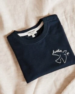 Le T-shirt Brodé Brother Bird En Coton Bio - Charbon