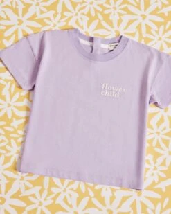 Le T-shirt Brodé Flower Child En Coton Bio - Lilas