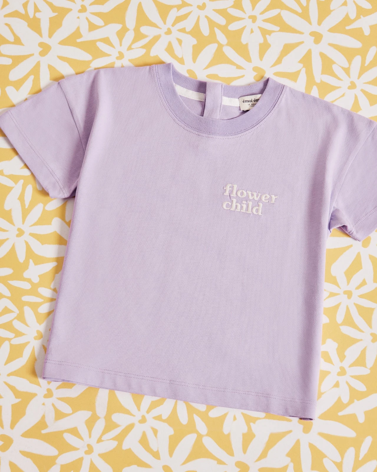 Le T-shirt Brodé Flower Child En Coton Bio - Lilas 3 Le T-shirt Brodé Flower Child En Coton Bio - Lilas