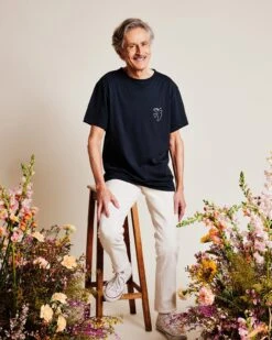 Le T-shirt Brodé Papy Bird En Coton Bio - Charbon