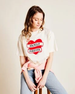 Le T-shirt Family Forever Femme En Coton Bio - Ivoire -Bijoux Magasin le t shirt family forever femme en coton bio ivoire 3