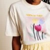 Le T-shirt Mama Of Three En Coton Bio - Tulipes -Bijoux Magasin le t shirt mama of three en coton bio creme 4