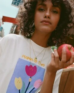 Le T-shirt Mama Of Two En Coton Bio - Tulipes
