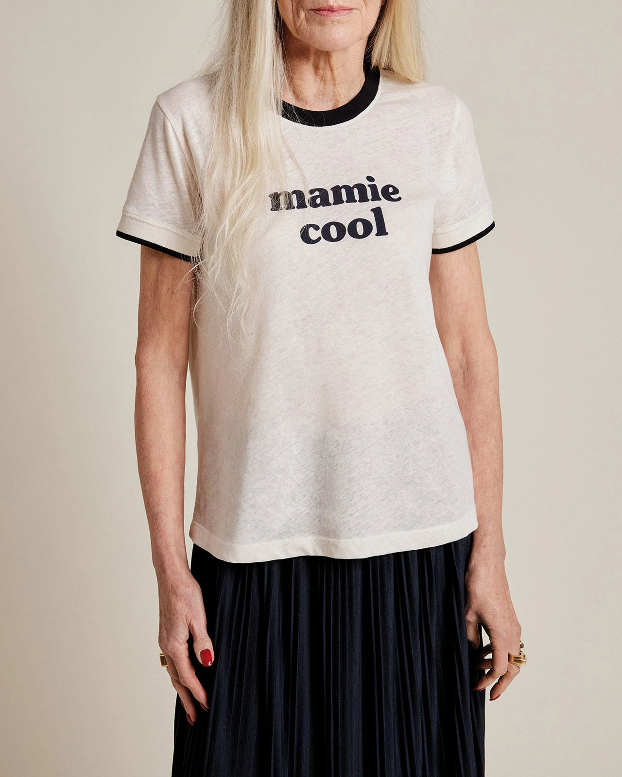 Le T-shirt Mamie Cool En Coton Et Lin - Crème 3 Le T-shirt Mamie Cool En Coton Et Lin - Crème