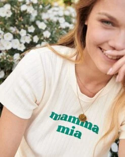 Le T-shirt Mamma Mia En Coton Bio - Crème -Bijoux Magasin le t shirt mamma mia en coton bio creme 2