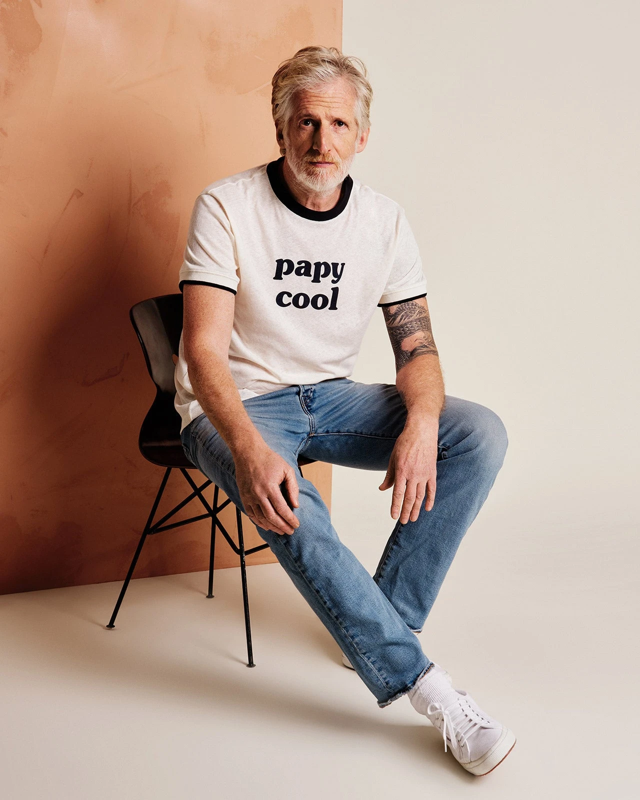 Le T-shirt Papy Cool En Coton Et Lin - Crème 3 Le T-shirt Papy Cool En Coton Et Lin - Crème