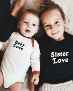 Le T-shirt Sister Love En Coton Bio - Bleu Charbon -Bijoux Magasin le t shirt sister love en coton bio bleu charbon emoi emoi 7