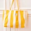 Le Tote Bag En Coton Bio Rayé - Jaune -Bijoux Magasin le tote bag en coton bio raye jaune 1