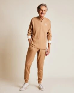 L'ensemble De Pyjama Papy Cool En Coton Bio Nid D'abeille - Praliné -Bijoux Magasin lensemble de pyjama papy cool en coton bio nid dabeille praline 1