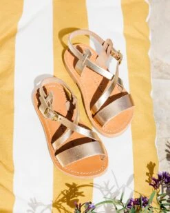 Les Sandales Alice Enfant En Cuir Doré - Théluto X émoi émoi
