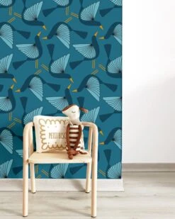 Papier Peint Oiseaux Bleu - Zina Lahrichi X émoi émoi